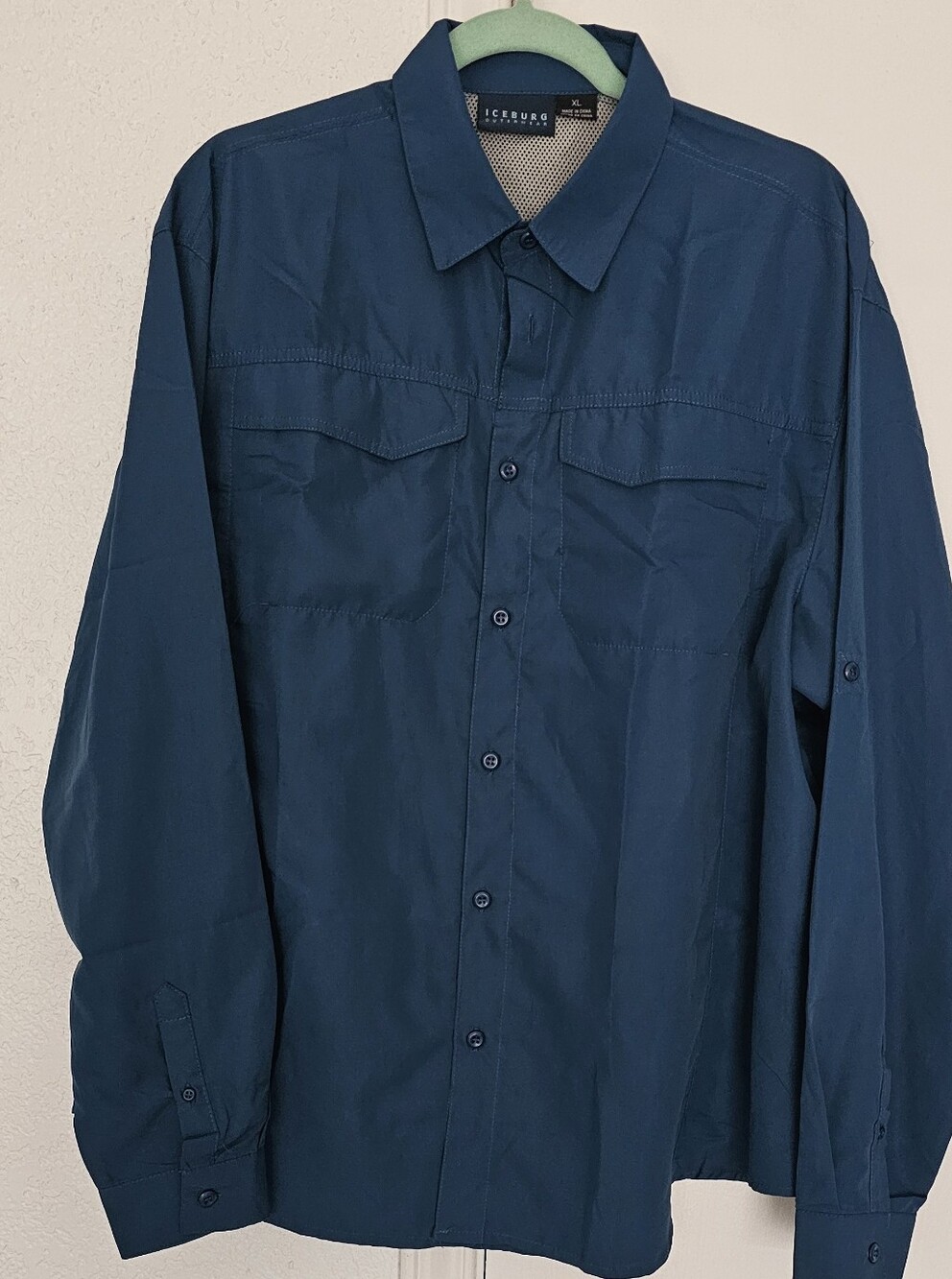 ICEBURG Outerwear Men's Teal Button-Up Utility Shirt Size XL